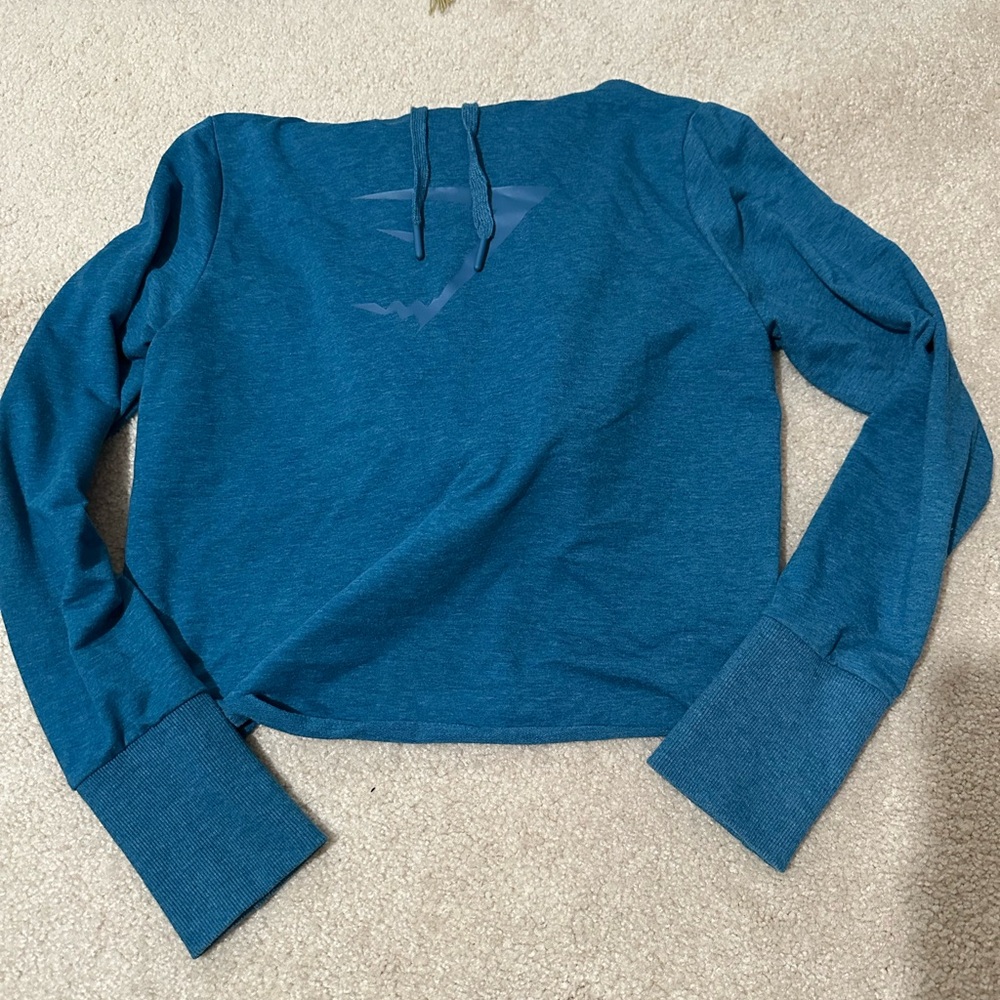 Gymshark Blue Cropped Long Sleeve Hoodie